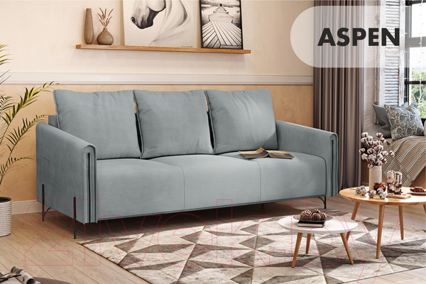 Изображение товара Диван Mio Tesoro Aspen НПБ  (Velutto 12 серый)