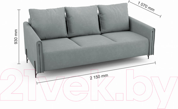 Изображение товара Диван Mio Tesoro Aspen НПБ  (Velutto 12 серый)