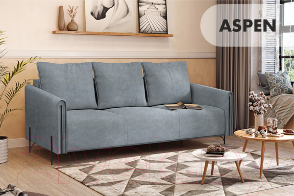 Изображение товара Диван Mio Tesoro Aspen НПБ  (Kashemir 974 серый)