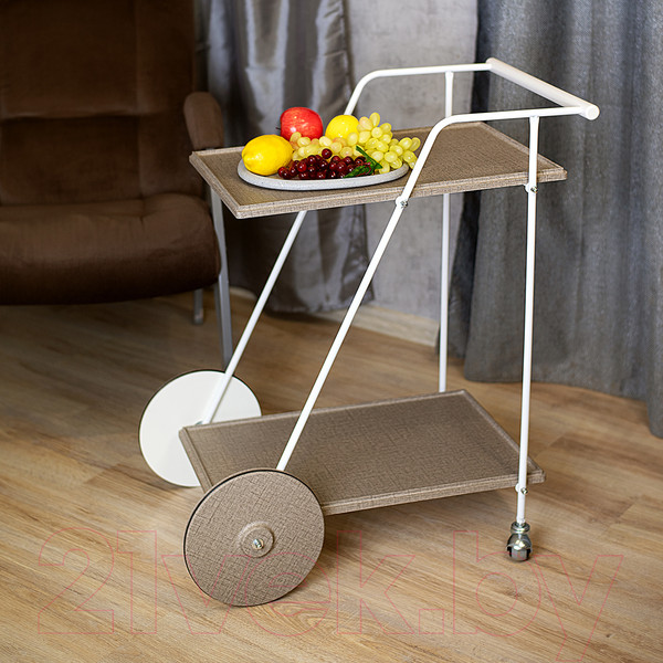 Изображение товара Сервировочный столик Мебелик Новум (белый/белый/текстиль темный)