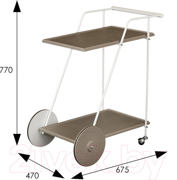 Изображение товара Сервировочный столик Мебелик Новум (белый/белый/текстиль темный)