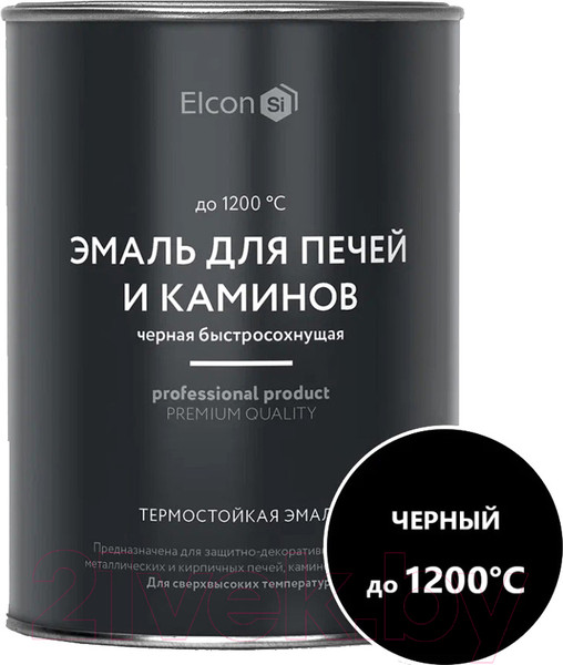 Изображение товара Эмаль Elcon Max Therm Термостойкая для печей и каминов 1200C (800г, черный)