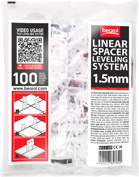 Изображение товара Клипсы для выравнивания плитки Beorol 1.5мм / 8606017657620 (100шт)