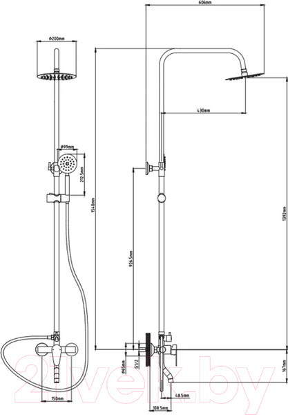 Изображение товара Душевая система со смесителем Potato P35310S