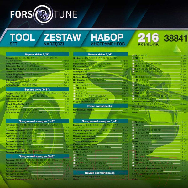 Изображение товара Универсальный набор инструментов FORSandTUNE 38841(58199)