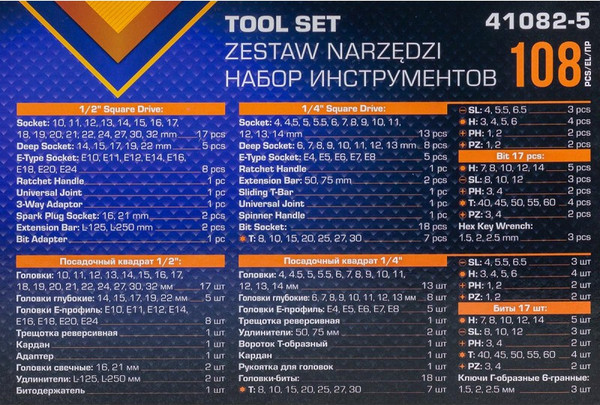 Изображение товара Универсальный набор инструментов Megatools MT-41082-5