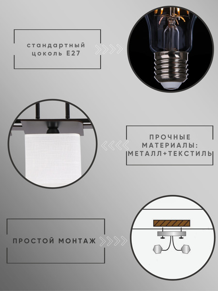 Изображение товара Люстра Aitin-Pro НПБ 02-3x60-101 / 2488/3 (хром/черный)