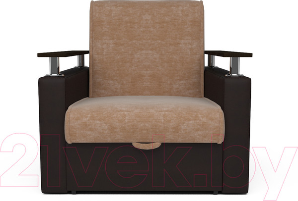Изображение товара Кресло-кровать Mebel-Ars Шарк (кордрой бежевый/экокожа коричневый)