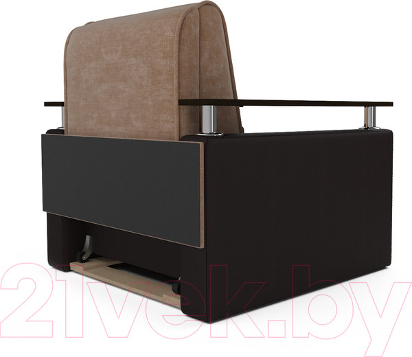 Изображение товара Кресло-кровать Mebel-Ars Шарк (кордрой бежевый/экокожа коричневый)
