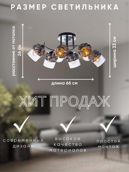 Изображение товара Люстра Aitin-Pro НПБ 02-6x60-101 / 70161/6 (хром/черный)