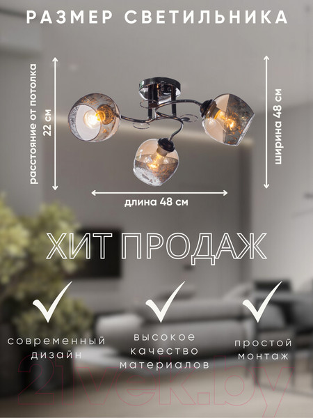 Изображение товара Люстра Aitin-Pro НПБ 02-3x60-101 / 70144/3 (хром/черный)