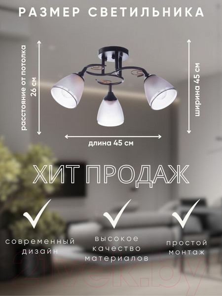 Изображение товара Люстра Aitin-Pro НПБ 02-3x60-101 / 70140/3 (черный)