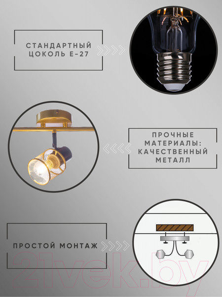 Изображение товара Потолочный светильник Aitin-Pro НПБ 02-3x60-102 / 51988/3 (золото/черный)