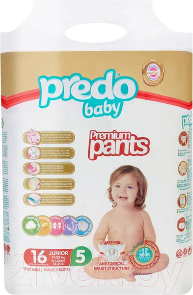 Изображение товара Подгузники-трусики детские Predo Baby Pants №5 11-25 кг (16шт)