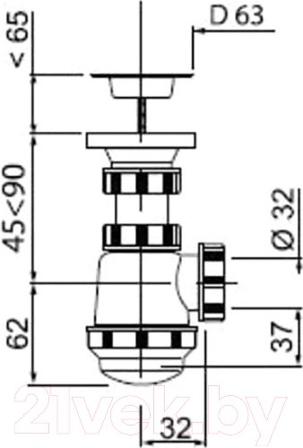 Изображение товара Сифон Wirquin Сензо 1 1/4x32 / 30975059