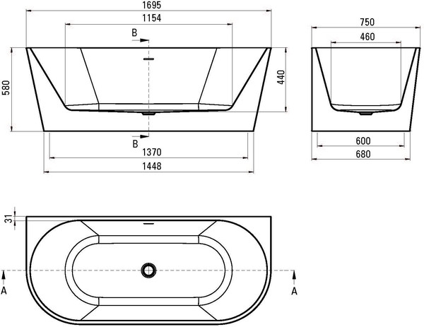 Изображение товара Ванна акриловая Deante Silia 170x75 / KDS 017W