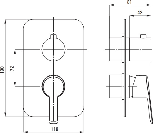 Изображение товара Внешняя часть смесителя скрытого монтажа Deante Arnika Titanium BXY DQAM