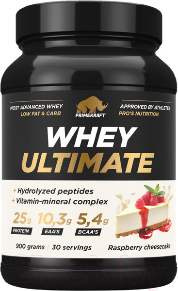 Изображение товара Протеин Prime Kraft Whey Ultimate Малиновый чизкейк (900г, банка)