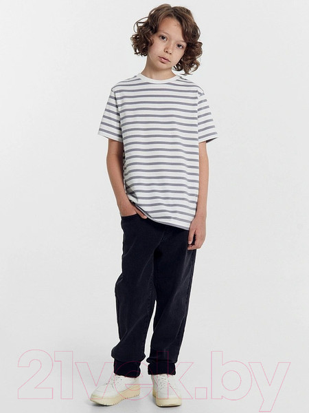 Изображение товара Комплект футболок детских Mark Formelle 113379-2 (р.116-60, лимонад/серая полоска на белом)