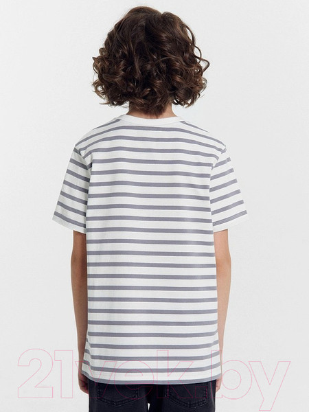 Изображение товара Комплект футболок детских Mark Formelle 113379-2 (р.116-60, лимонад/серая полоска на белом)