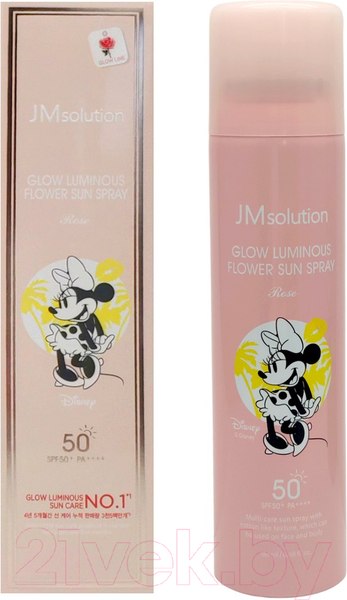 Изображение товара Крем солнцезащитный JMsolution Glow Luminous Flower Sun Spray Rose SPF50+/PA++++ Disney Mini (180мл)