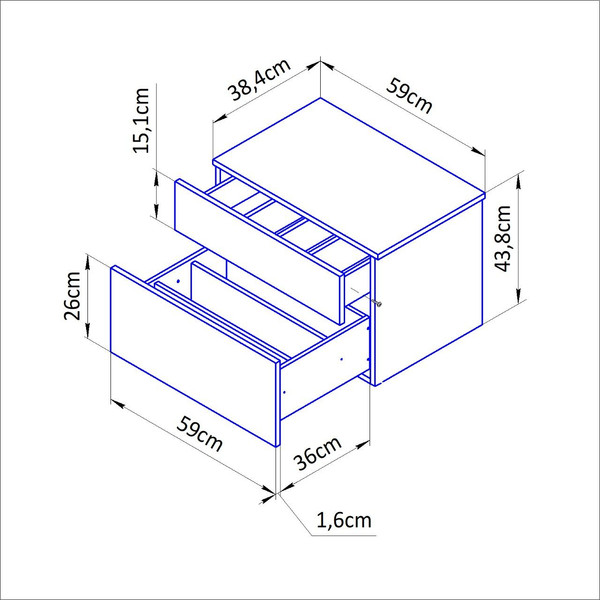 Изображение товара Комод Dipriz Оланд 2ящ / Д.2333.1