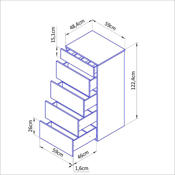 Изображение товара Комод Dipriz Оланд 5ящ / Д.2335.1