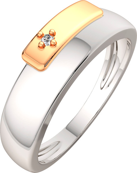 Изображение товара Кольцо из серебра ZORKA 02D0050.G14K (р.17, с бриллиантом и золотой вставкой)