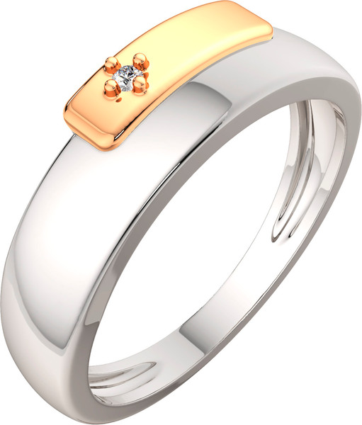 Изображение товара Кольцо из серебра ZORKA 02D0050.G14K (р.17, с бриллиантом и золотой вставкой)