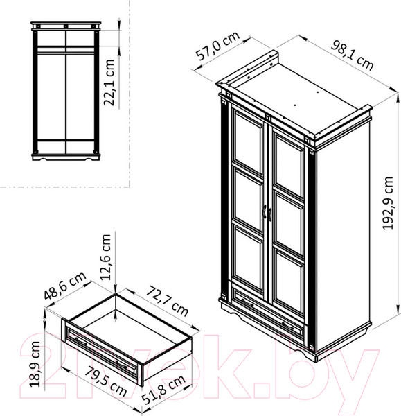Изображение товара Шкаф Dipriz Д.70028.1 (белый воск укрывистый)