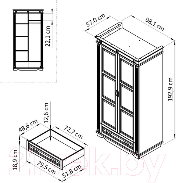Изображение товара Шкаф Dipriz Д.70029.1 (белый воск укрывистый)