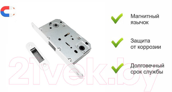 Изображение товара Защелка врезная с фиксацией Trodos CX410B-S (белый матовый)