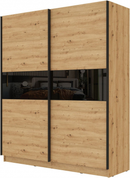 Изображение товара Шкаф-купе Stolline Марвин-3 2-х дверный / 532.04 (дуб дикий/черный глянец/софт тач черный)