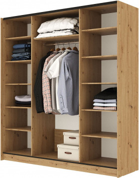 Изображение товара Шкаф-купе Stolline Марвин-3 2-х дверный / 532.05 (дуб дикий/черный глянец/софт тач черный)