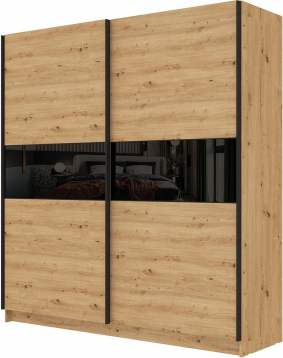 Изображение товара Шкаф-купе Stolline Марвин-3 2-х дверный / 532.05 (дуб дикий/черный глянец/софт тач черный)