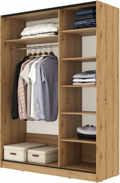 Изображение товара Шкаф-купе Stolline Марвин-3 2-х дверный / 532.06 (дуб дикий/черный глянец/софт тач черный)