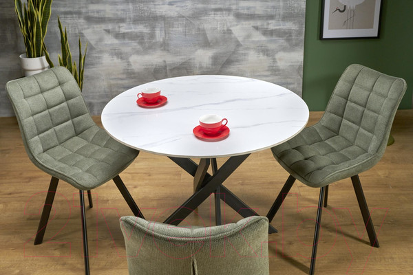 Изображение товара Обеденный стол Halmar Edgar 2 / V-CH-EDGAR_2-ST (белый мрамор/черный)