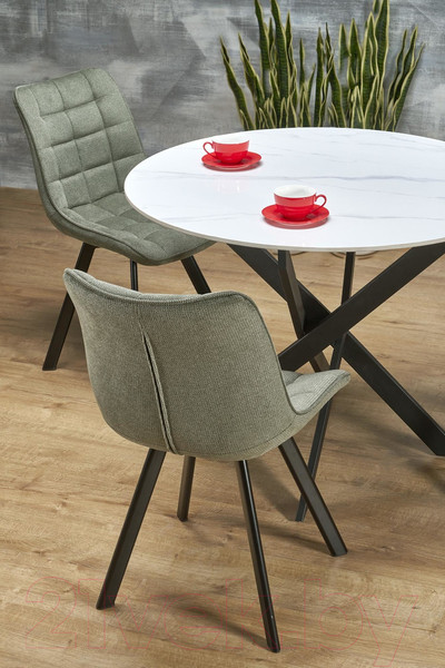 Изображение товара Обеденный стол Halmar Edgar 2 / V-CH-EDGAR_2-ST (белый мрамор/черный)