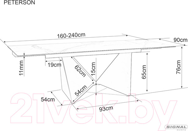 Изображение товара Обеденный стол Signal Peterson Ceramic (белый/черный матовый)