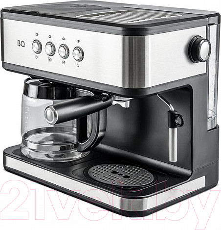Изображение товара Кофеварка эспрессо BQ CM1005 2в1 (сталь/черный)