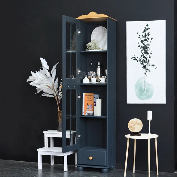 Изображение товара Шкаф с витриной Dipriz Бритта Д.30011.3 (серый воск/антик)