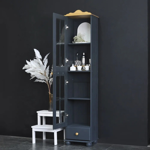 Изображение товара Шкаф с витриной Dipriz Бритта Д.30011.3 (серый воск/антик)