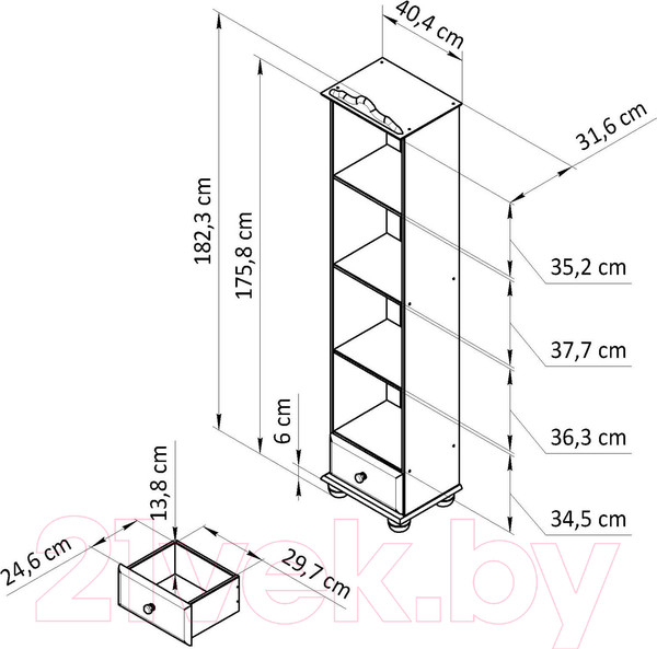 Изображение товара Стеллаж Dipriz Бритта Д.35031.1 (сосна/pantone)