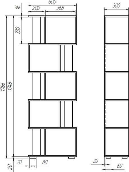 Изображение товара Стеллаж Dipriz Фаллет Д.3235.1 (белый)