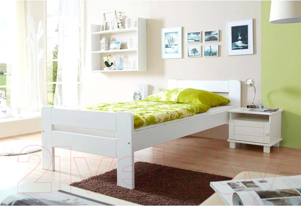 Изображение товара Односпальная кровать Dipriz Bert 90 / Д.80068.1 (белый)