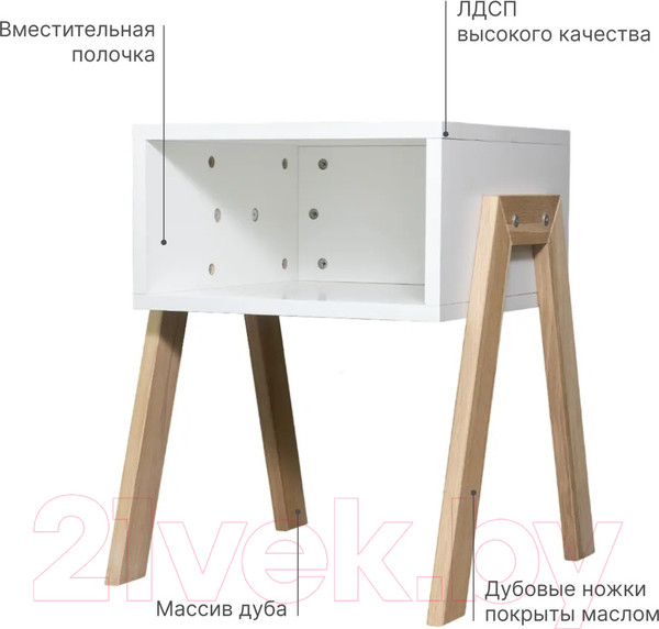 Изображение товара Прикроватная тумба Dipriz Мунк Д.1330.1 (белый/дуб масло)