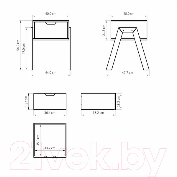 Изображение товара Прикроватная тумба Dipriz Мунк Д.1331.1 (белый/дуб масло)