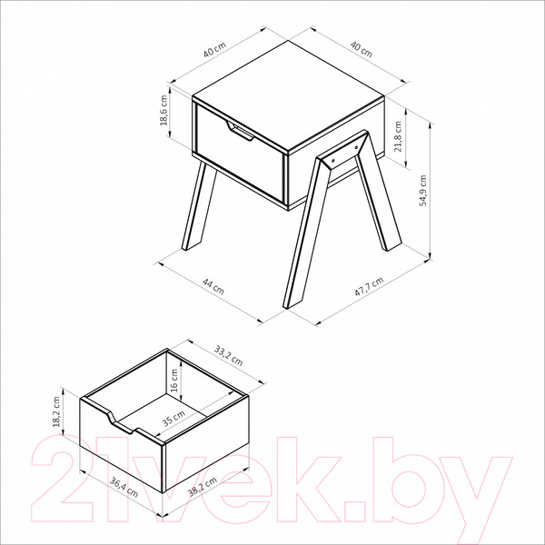 Изображение товара Прикроватная тумба Dipriz Мунк Д.1331.1 (белый/дуб масло)