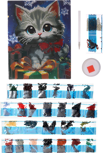 Изображение товара Набор алмазной вышивки Школа талантов Котенок с подарками / 10337503