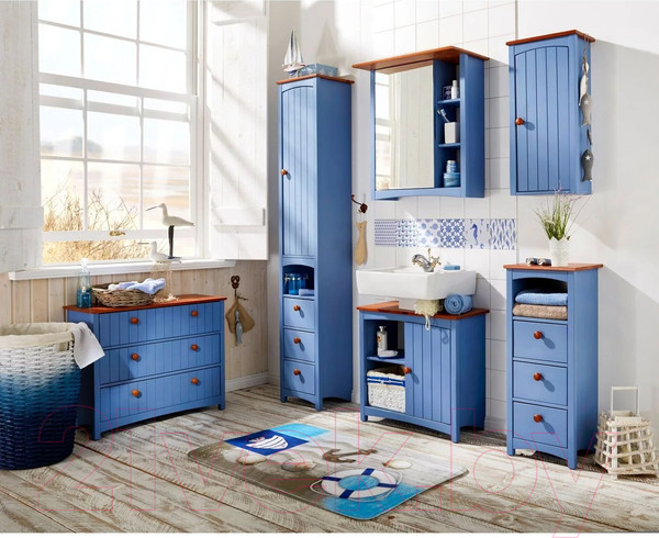 Изображение товара Тумба под умывальник Dipriz Paula Д.1329.1 (голубой воск/черри)